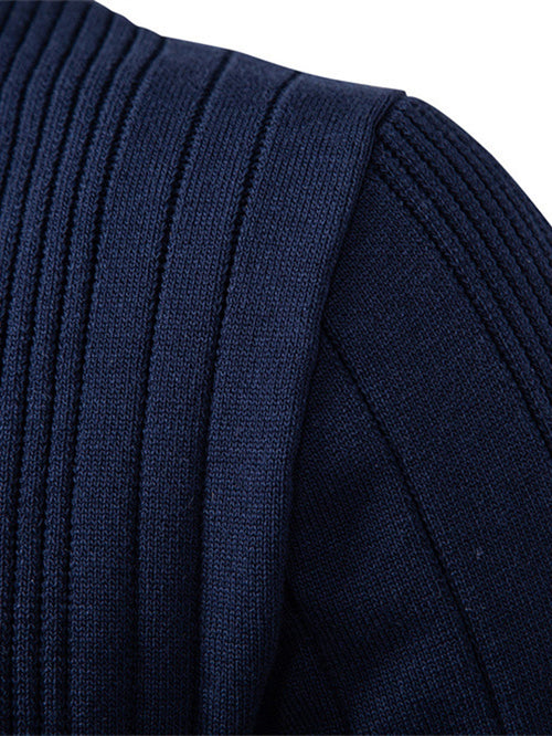 Long Sleeved Knitted Stripe Jacquard Polo Shirt & Slim Fit Tapered Trousers