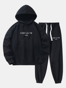 Paris Print Cotton Blend Hoodie & Jogger Pants