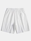 Geometric Jacquard Eyelet Cuban Shirt & Crinkled Textured Drawstring Shorts