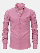 Long Sleeve Stripe Button Up Shirt & Slim Fit Tapered Trousers