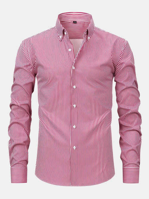 Long Sleeve Stripe Button Up Shirt & Slim Fit Tapered Trousers