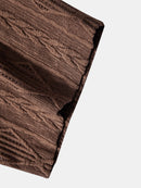 Geometric Jacquard Eyelet Cuban Shirt & Crinkle Textured Straight Leg Pants