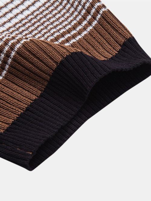 Striped Gradient Knitted Polo Shirt & Slim Fit Tapered Trousers