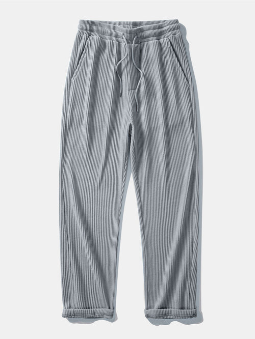 Long Sleeved Knitted Waffle Polo Shirt & Drawstring Knitted Waffle Pants
