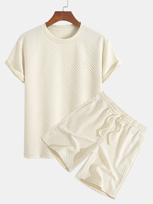 Striped Jacquard T-Shirt & Shorts Set