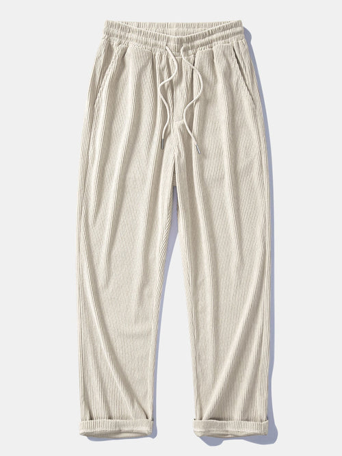 Relax Fit Color Block Patchwork Polo Sweatshirt & Straight Leg Corduroy Pants
