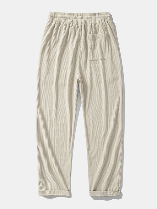 Relax Fit Color Block Patchwork Polo Sweatshirt & Straight Leg Corduroy Pants