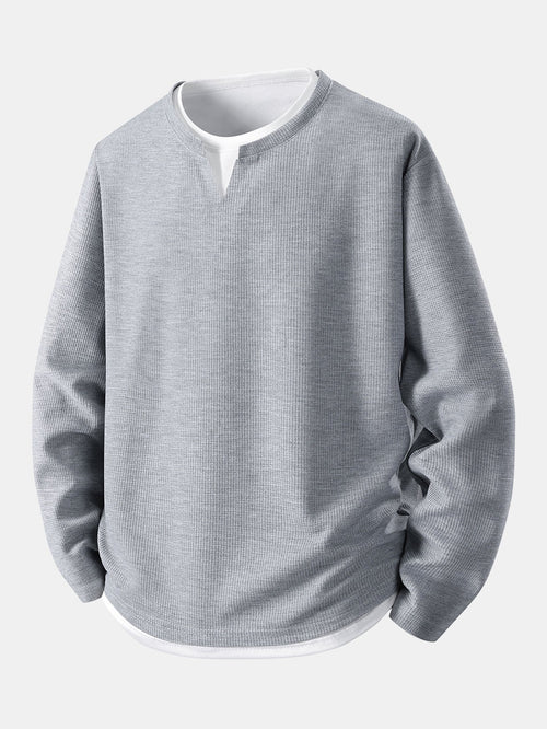 Relax Fit Long Sleeve 2 In 1 Waffle T-Shirt & Relax Fit Straight Leg Jersey Cargo Pants