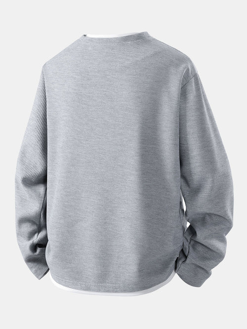 Relax Fit Long Sleeve 2 In 1 Waffle T-Shirt & Relax Fit Straight Leg Jersey Cargo Pants