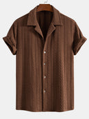 Texture Jacquard Cuban Shirt & Wrinkle Textured Straight Leg Pants