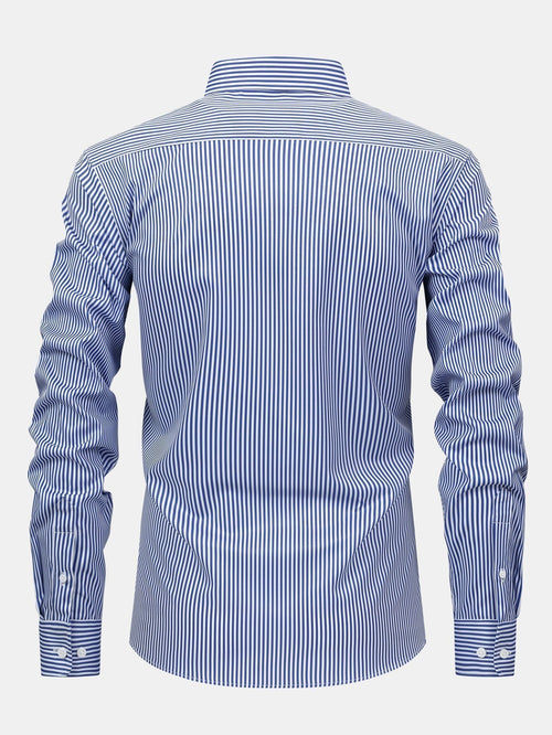 Long Sleeve Stripe Button Up Shirt & Slim Fit Tapered Trousers