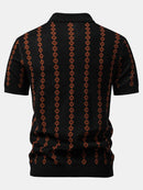 Geometric Knit V Neck Polo Shirt & Slim Fit Tapered Trousers