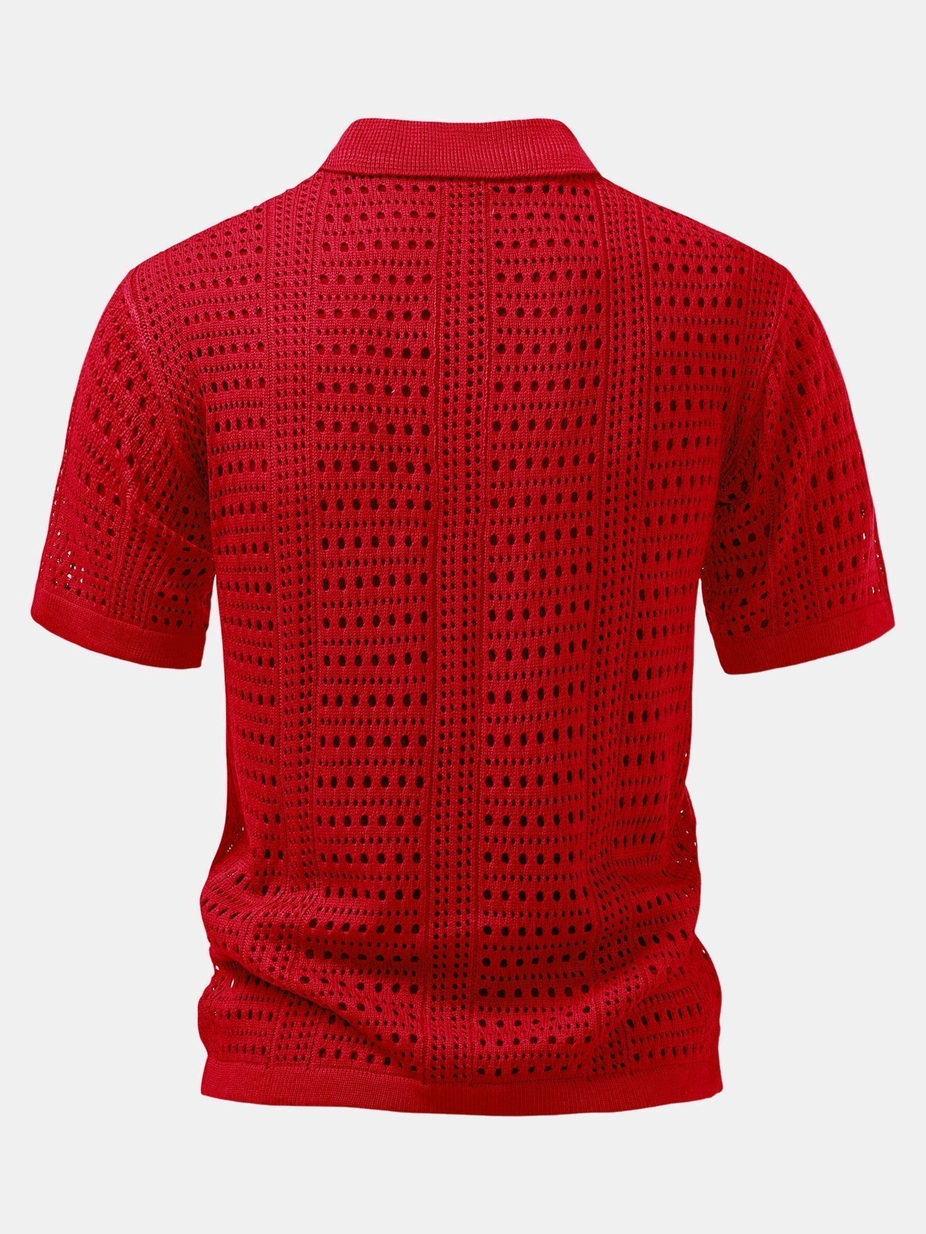 Crochet  V Neck Polo Shirt & Straight Leg Linen Pants
