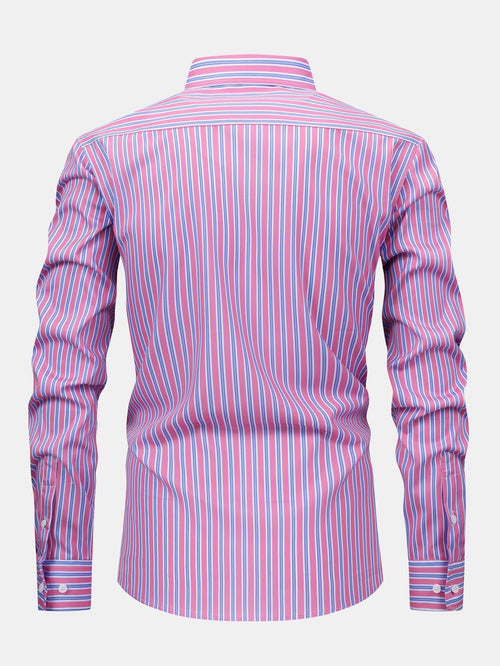 Long Sleeve Stripe Button Up Shirt & Slim Fit Tapered Trousers