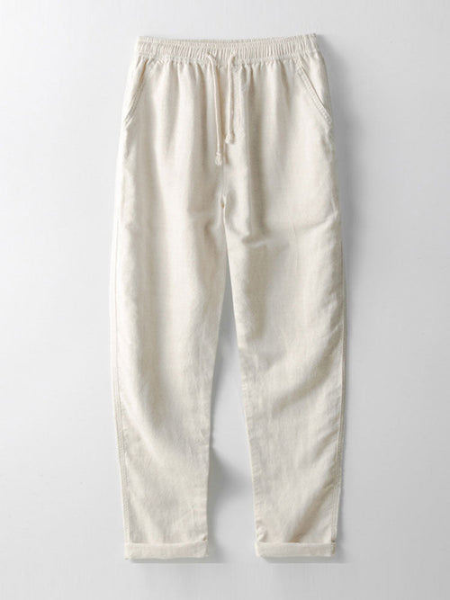 Crochet  V Neck Polo Shirt & Straight Leg Linen Pants