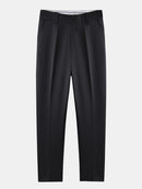 Textured Color Block Knit Polo & Slim Fit Tapered Trousers