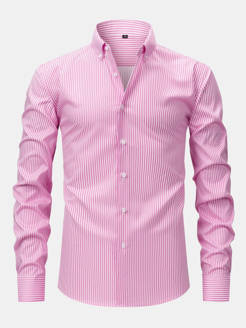 Long Sleeve Stripe Button Up Shirt & Slim Fit Tapered Trousers