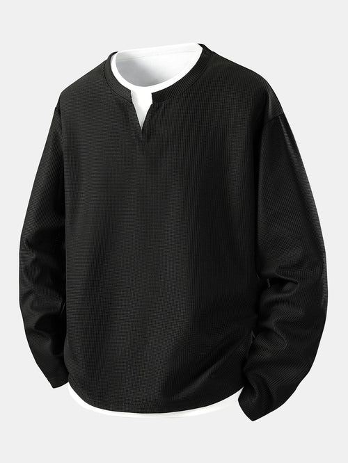 Relax Fit Long Sleeve 2 In 1 Waffle T-Shirt & Relax Fit Straight Leg Jersey Cargo Pants