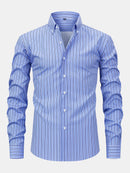 Long Sleeve Stripe Button Up Shirt & Slim Fit Tapered Trousers