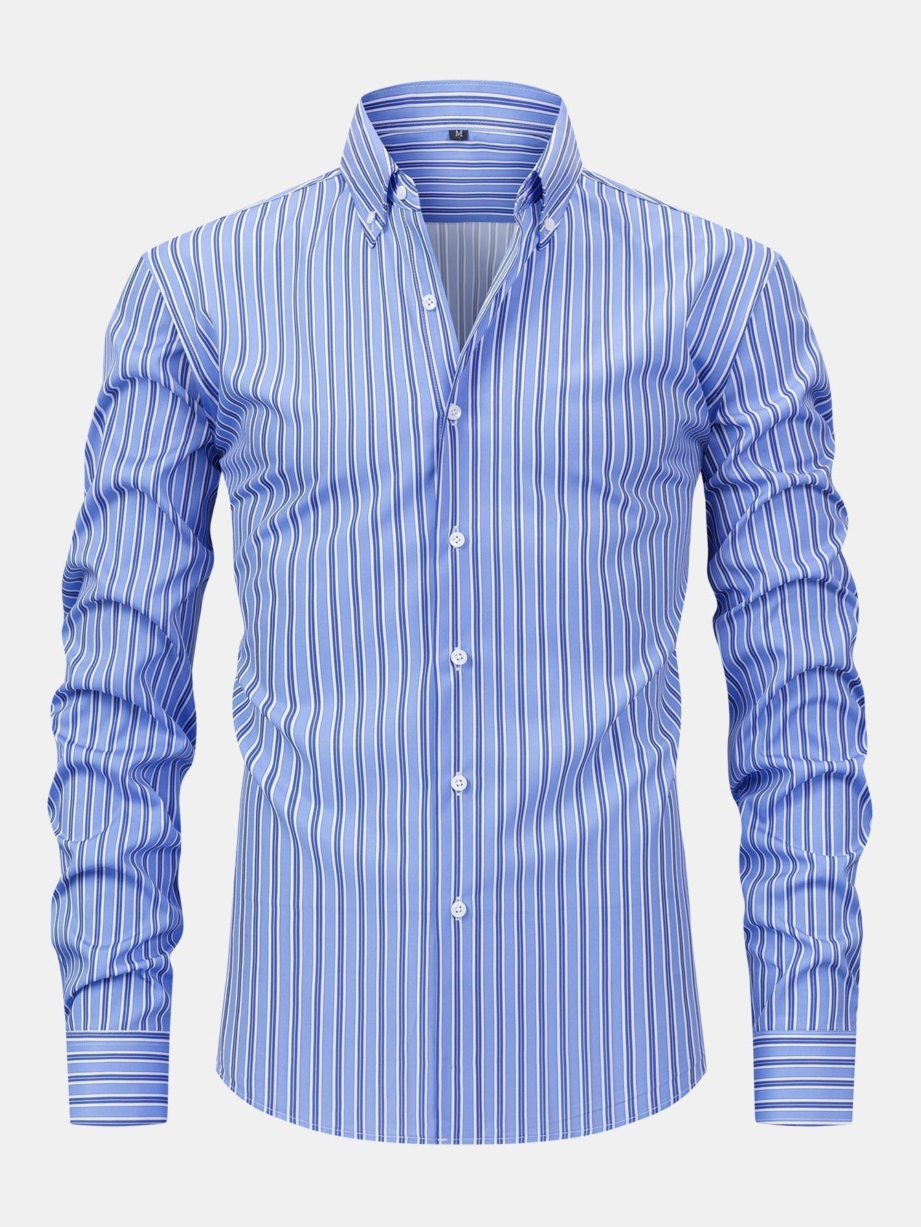 Long Sleeve Stripe Button Up Shirt & Slim Fit Tapered Trousers