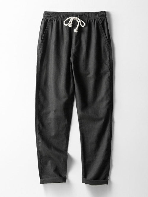 V Neck Linen Rayon Blend Shirt & Straight Leg Linen Pants