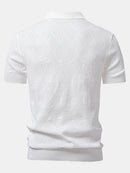 Rhombus Textured Zip Up Knitted Polo Shirt & Slim Fit Tapered Trousers