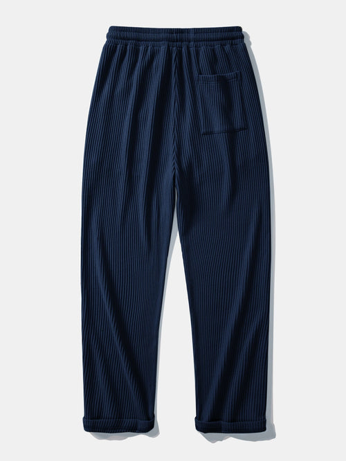 Long Sleeve Waffle Mock Neck T-Shirt & Drawstring Knitted Waffle Pants