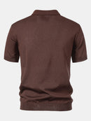 Stripe Jacquard Knit Polo Shirt & Straight Leg Ribbed Pants