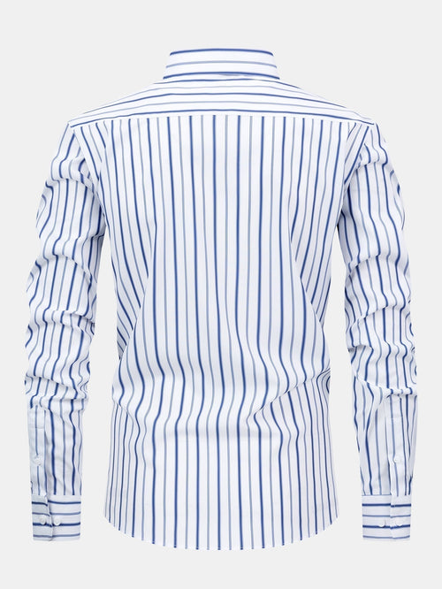 Long Sleeve Stripe Button Up Shirt & Slim Fit Tapered Trousers