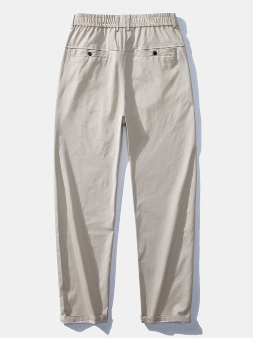 Muscle Fit Ribbed Stand Collar Shirt & Elastic Waist Straight Leg Trousers