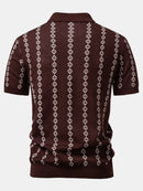 Geometric Knit V Neck Polo Shirt & Slim Fit Tapered Trousers