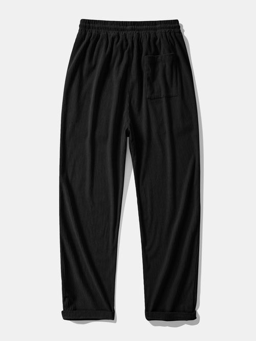 Relax Fit Color Block Patchwork Polo Sweatshirt & Straight Leg Corduroy Pants