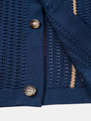 Stripe Crochet Button Up Shirt & Straight Leg Linen Pants