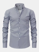 Long Sleeve Stripe Button Up Shirt & Slim Fit Tapered Trousers