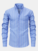 Long Sleeve Stripe Button Up Shirt & Slim Fit Tapered Trousers