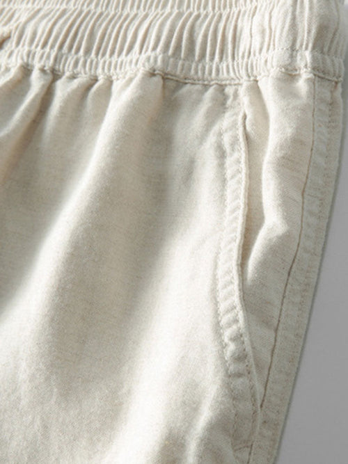 Geometric Striped Jacquard Button Up Shirt & Straight Leg Linen Pants