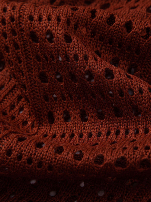 Crochet  V Neck Polo Shirt & Straight Leg Linen Pants
