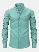 Long Sleeve Stripe Button Up Shirt & Slim Fit Tapered Trousers