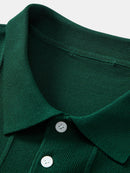 Stripe Jacquard Knit Polo Shirt & Straight Leg Ribbed Pants