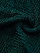 Rhombus Textured Zip Up Knitted Polo Shirt & Slim Fit Tapered Trousers