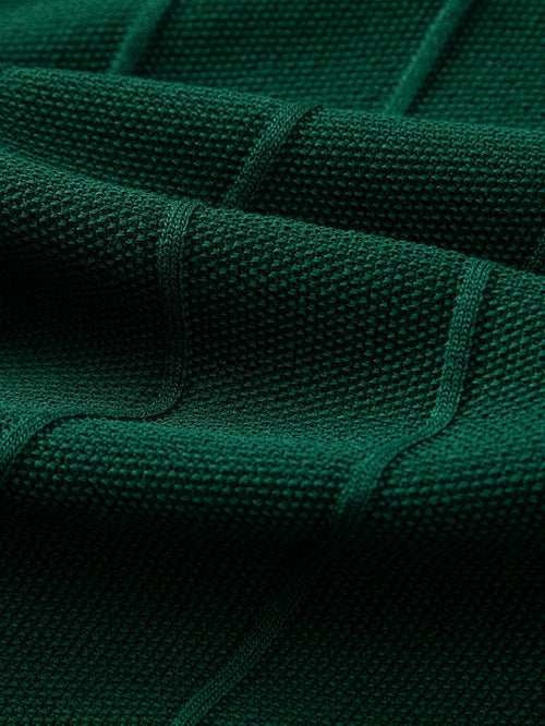 Stripe Jacquard Knit Polo Shirt & Straight Leg Ribbed Pants
