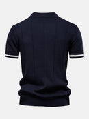 Contrast Trim Zipper Knit Polo Shirt & Slim Fit Tapered Trousers