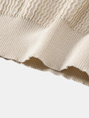 Wave Jacquard Knit V Neck Polo Shirt & Slim Fit Tapered Trousers