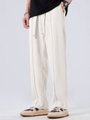 Relax Fit Long Sleeve 2 In 1 Waffle T-Shirt & Single Pleat Drawstring Straight Leg Pants