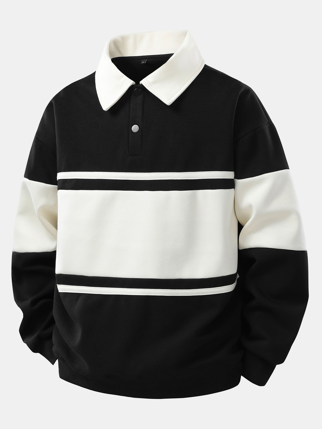 Relax Fit Color Block Patchwork Polo Sweatshirt & Straight Leg Corduroy Pants