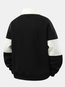 Relax Fit Color Block Patchwork Polo Sweatshirt & Straight Leg Corduroy Pants