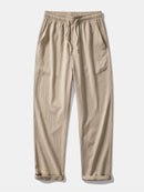 Geometric Jacquard Eyelet Cuban Shirt & Crinkle Textured Straight Leg Pants