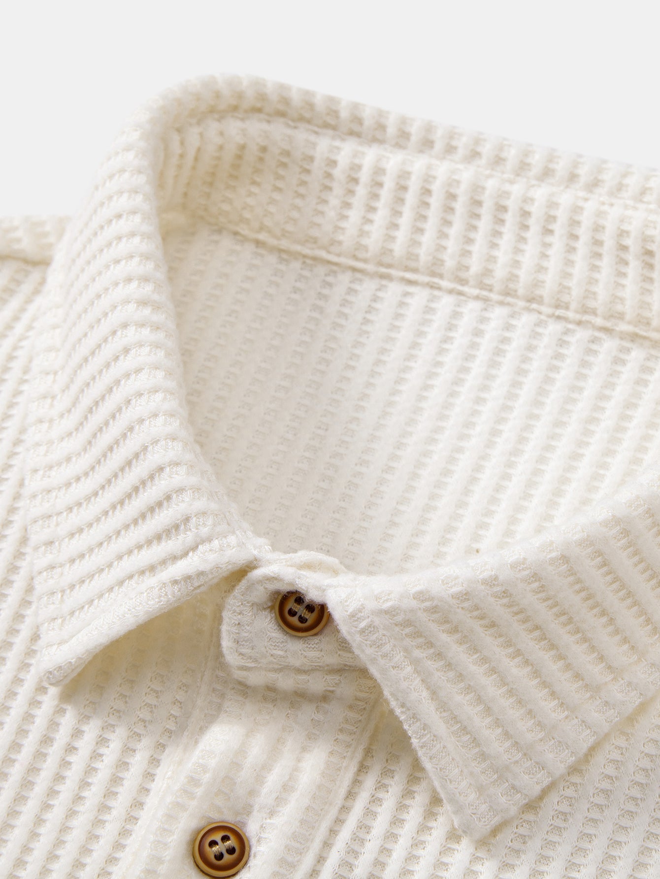 Long Sleeved Knitted Waffle Polo Shirt & Drawstring Knitted Waffle Pants