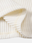 Long Sleeve Waffle Mock Neck T-Shirt & Drawstring Knitted Waffle Pants