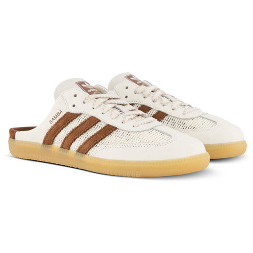 adidas Samba Mule – Off White / Preloved Brown – pair, front three-quarter view